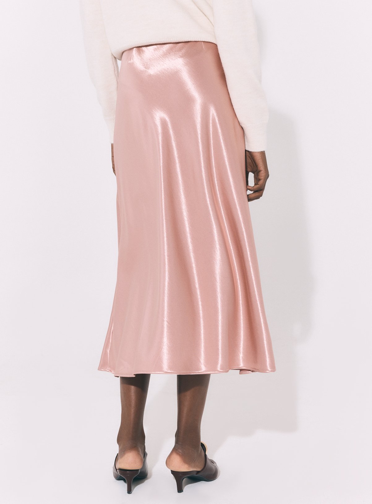 Pink Heavy Satin Midi Slip Skirt 18 - Image 4 thumbnail